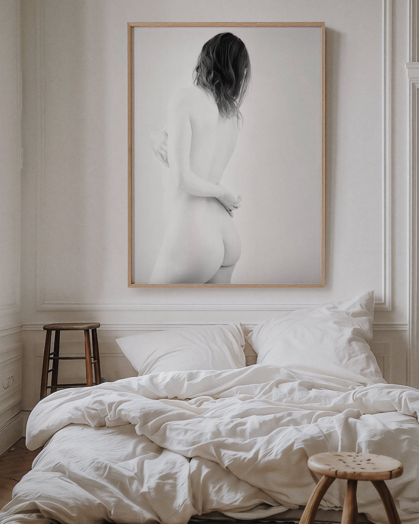 Stillness, a fine art photograph from the Porcelain series by Kofi Amoa, framed in a room