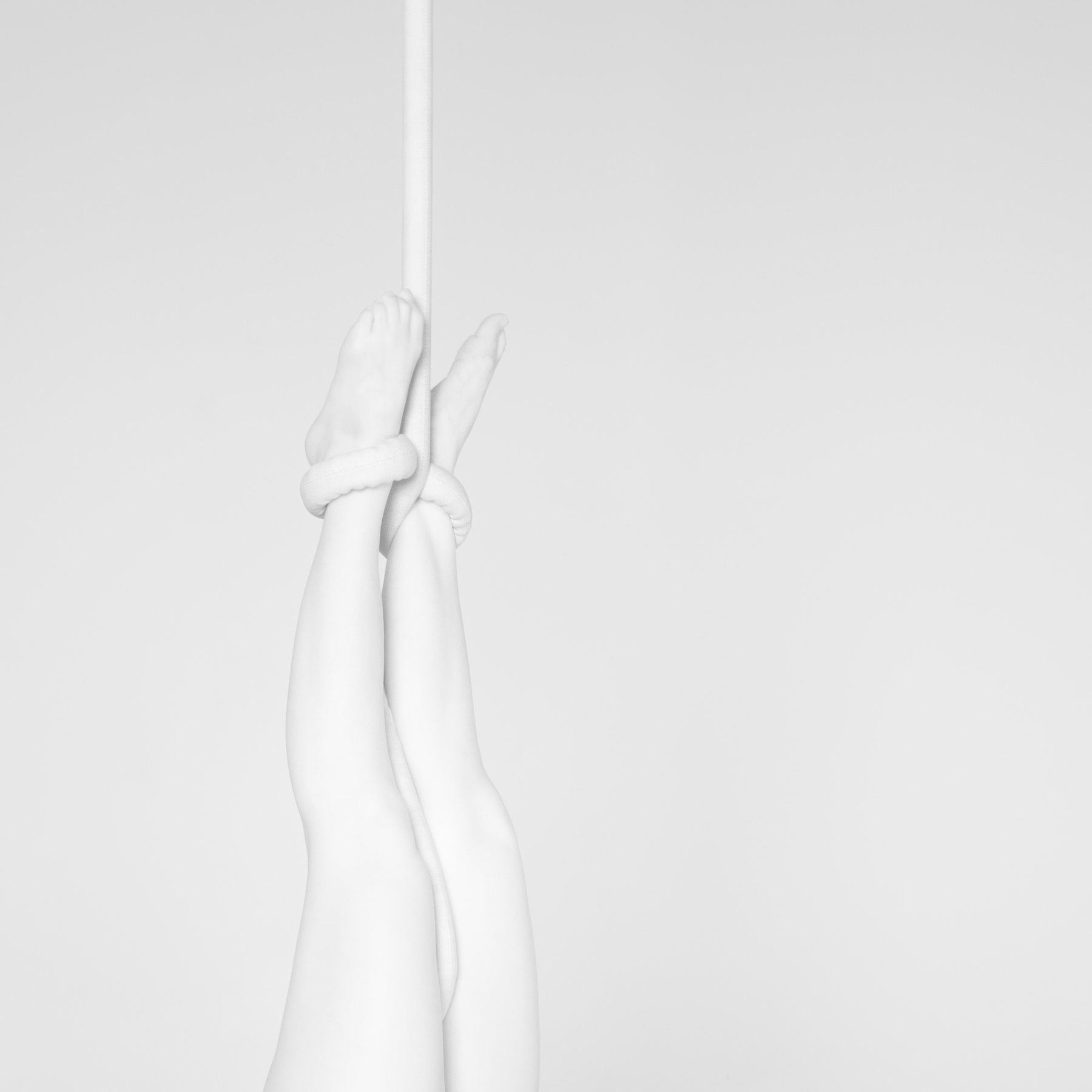 Dangling — black and white figure study, Porcelain series, fine art photography print by Kofi Amoa