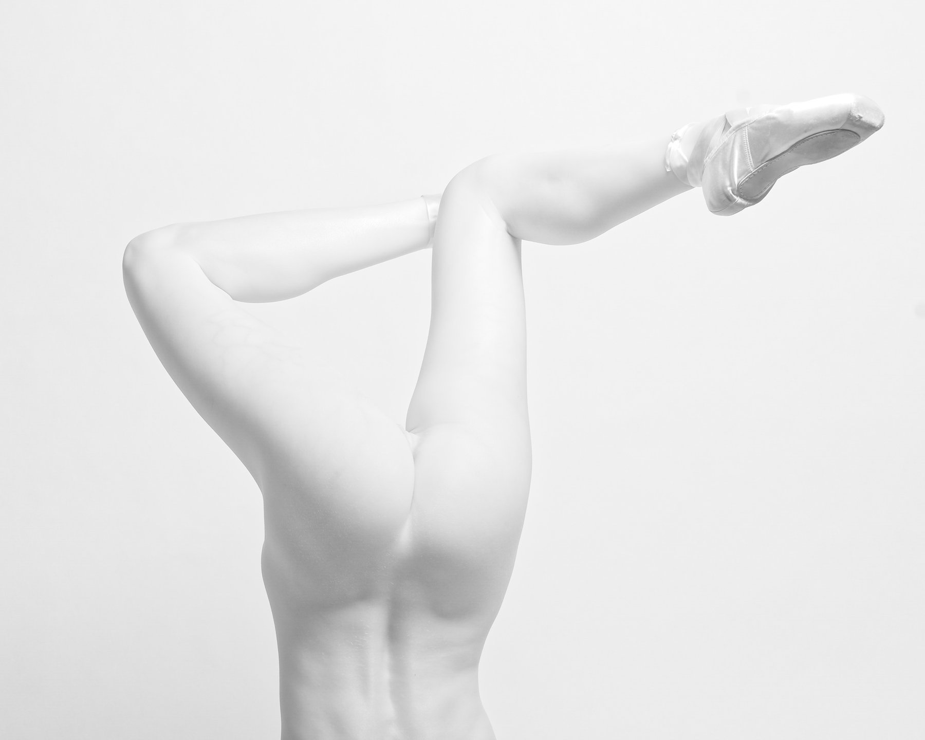 Extension — black and white figure study, Porcelain series, fine art photography print by Kofi Amoa