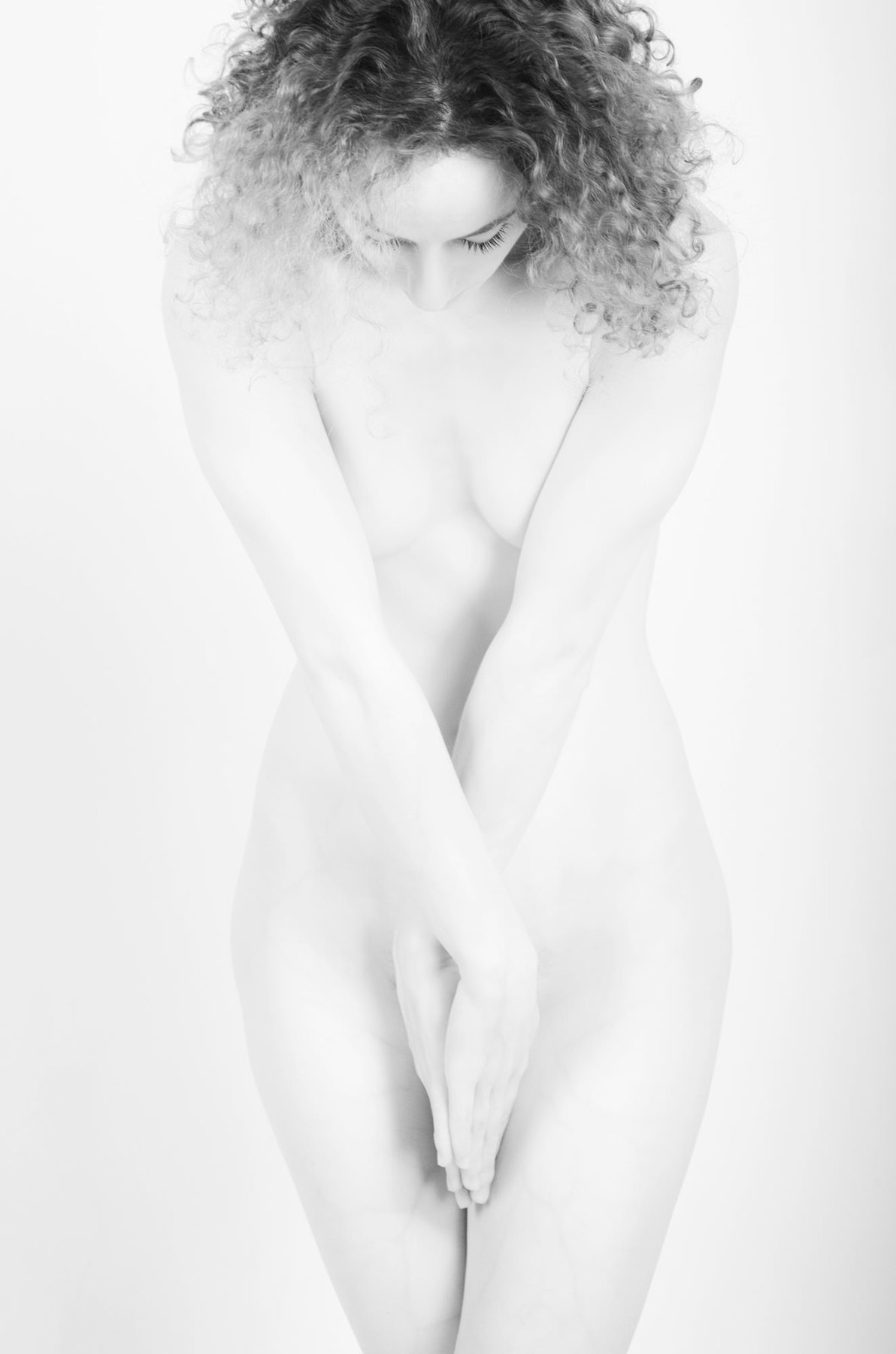 Reverence — black and white figure study, Porcelain series, fine art photography print by Kofi Amoa
