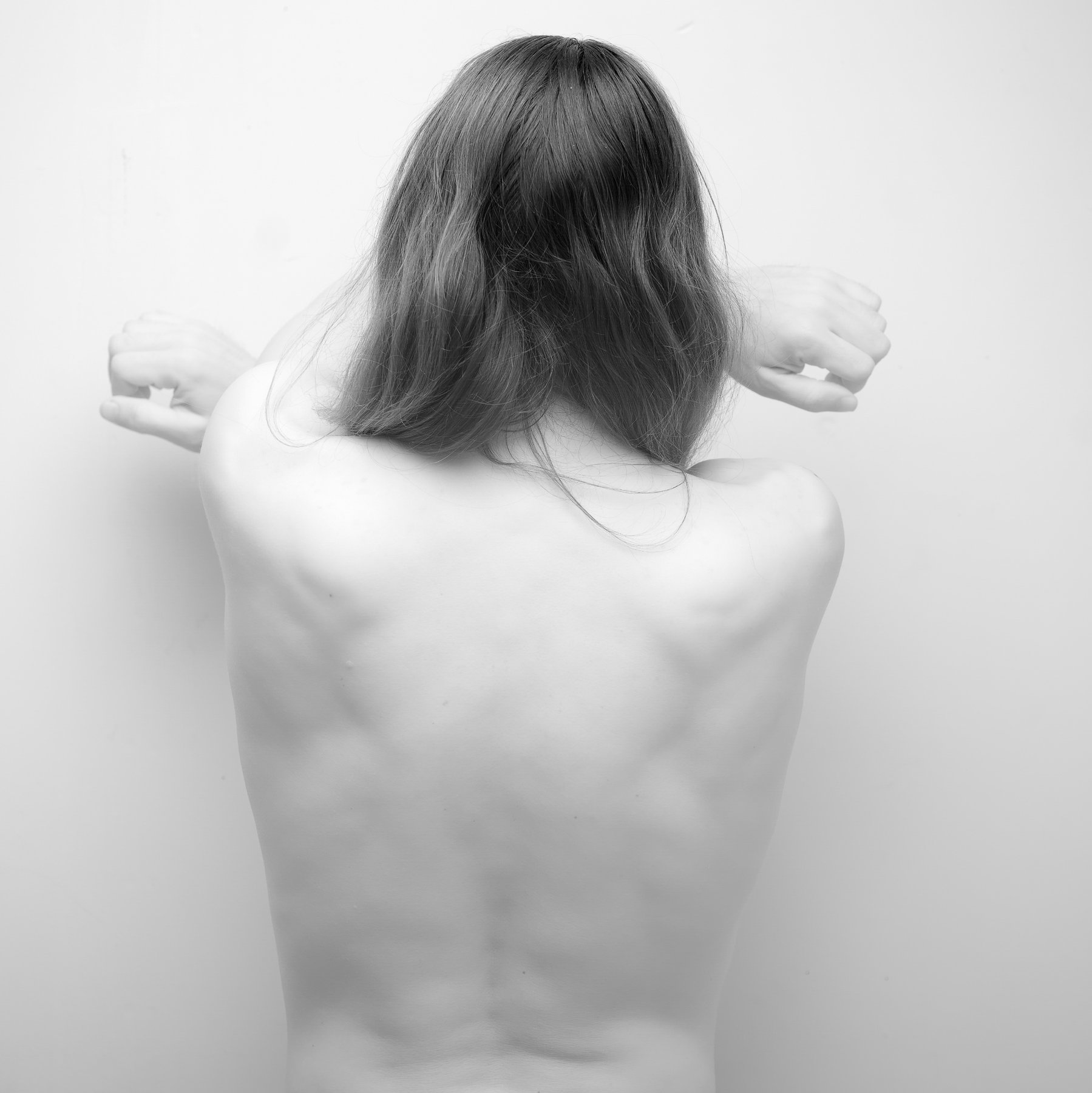 Vertebrae — black and white figure study, Porcelain series, fine art photography print by Kofi Amoa