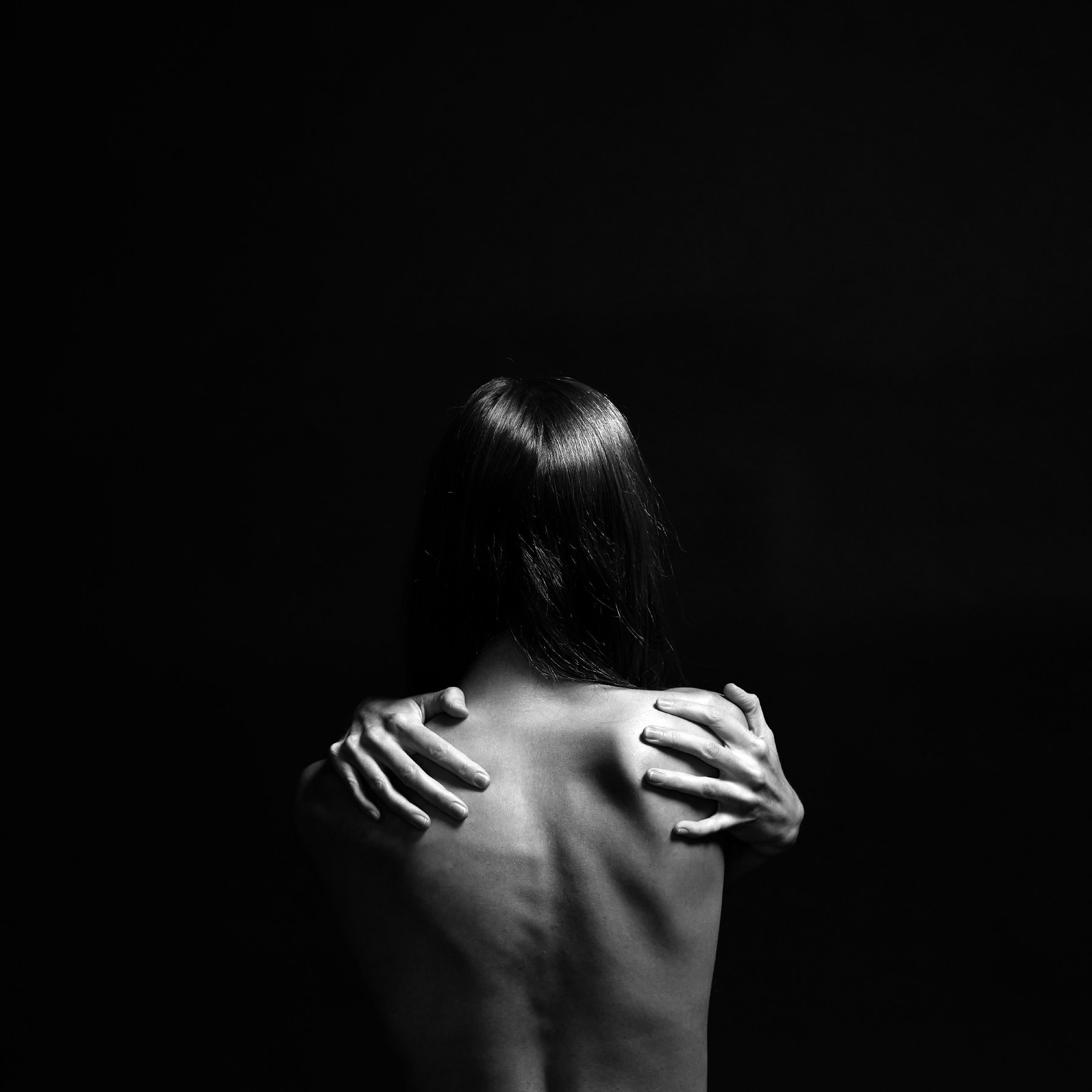 Keep — black and white nude figure study, Void series, fine art photography print by Kofi Amoa