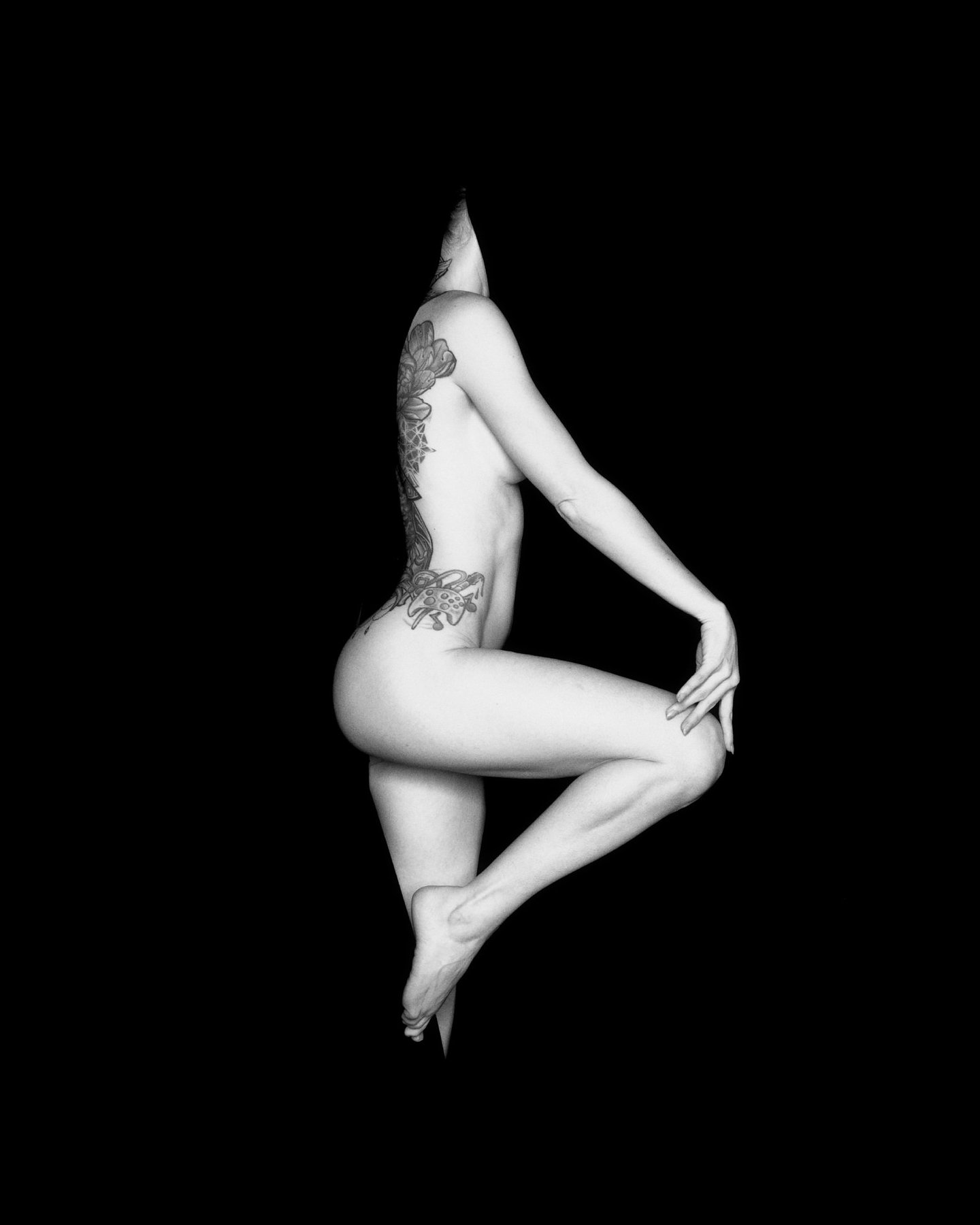 Lift — black and white nude figure study, Void series, fine art photography print by Kofi Amoa